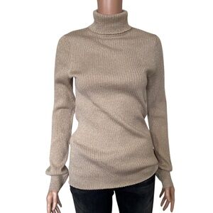 Trina Turk Metallic Gold Turtleneck